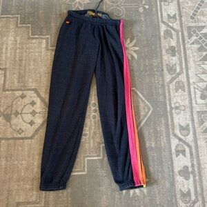 Medium Aviator nation navy sweats with neon stripes